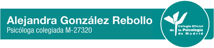 Alejandra González Rebollo, psicóloga colegiada M-27320, con el sello del Colegio Oficial de la Psicología de Madrid